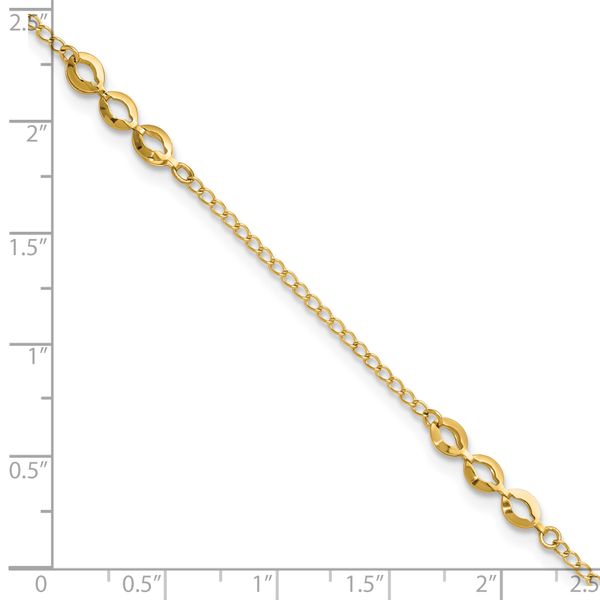 Leslie's 14K Polished Station 9in Plus 1in ext. Anklet - Image 5