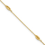 Leslie's 14K Polished and Textured Station 9in Plus 1in ext. Anklet