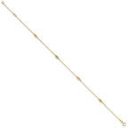 Leslie's 14K Polished and Textured Station 9in Plus 1in ext. Anklet - Image 2