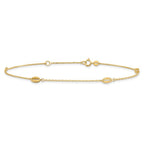 Leslie's 14K Polished and Textured Station 9in Plus 1in ext. Anklet - Image 3