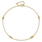 Leslie's 14K Polished and Textured Station 9in Plus 1in ext. Anklet - Image 4