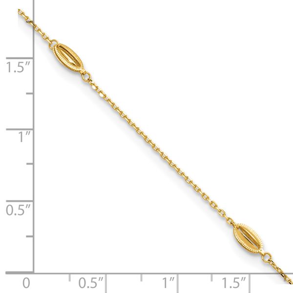 Leslie's 14K Polished and Textured Station 9in Plus 1in ext. Anklet - Image 5