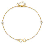 Leslie's 14K Two-tone Polished Infinity Open Heart 9in Plus 1in ext. Anklet - Image 4