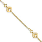 Leslie's 14K Polished and Textured 9in Plus 1in ext. Anklet