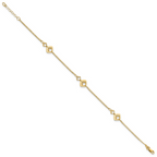 Leslie's 14K Polished and Textured 9in Plus 1in ext. Anklet - Image 2
