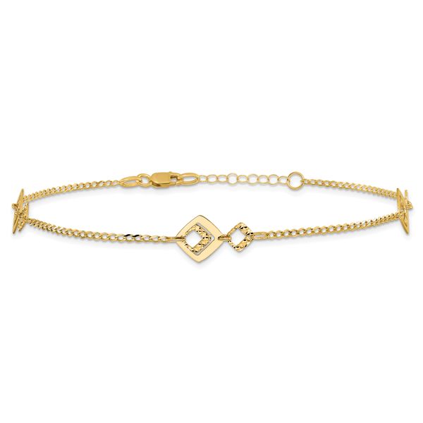 Leslie's 14K Polished and Textured 9in Plus 1in ext. Anklet - Image 3