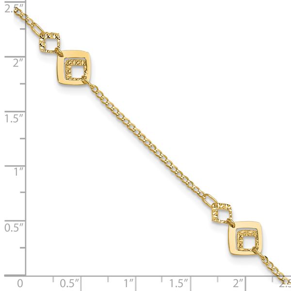 Leslie's 14K Polished and Textured 9in Plus 1in ext. Anklet - Image 5