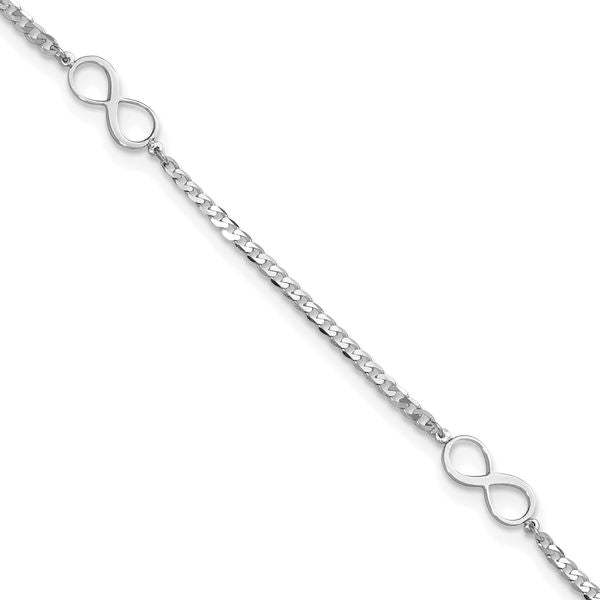 Leslie's 14k White Gold Polished Infinity 9in Plus 1in ext. Anklet