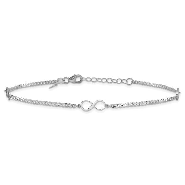 Leslie's 14k White Gold Polished Infinity 9in Plus 1in ext. Anklet - Image 3