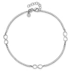 Leslie's 14k White Gold Polished Infinity 9in Plus 1in ext. Anklet - Image 4