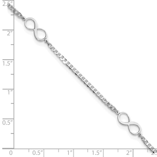 Leslie's 14k White Gold Polished Infinity 9in Plus 1in ext. Anklet - Image 5