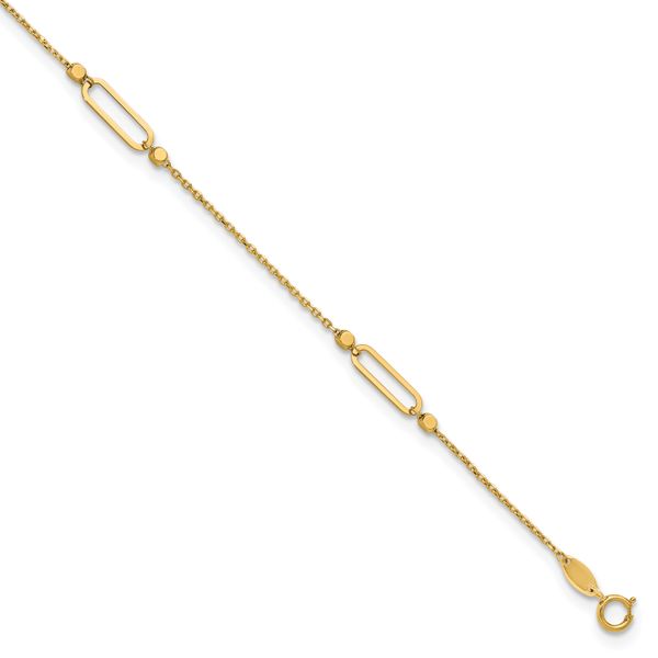 Leslie's 14K Polished and Diamond-cut Fancy 9in Plus 1in ext. Anklet