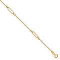 Leslie's 14K Polished and Diamond-cut Fancy 9in Plus 1in ext. Anklet