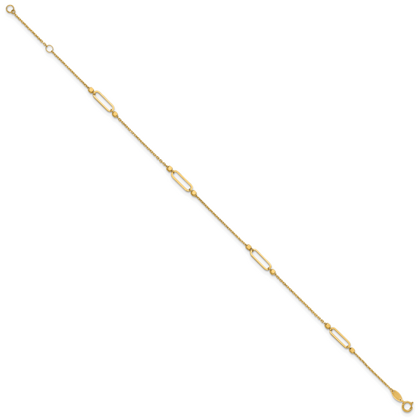 Leslie's 14K Polished and Diamond-cut Fancy 9in Plus 1in ext. Anklet - Image 2
