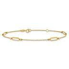 Leslie's 14K Polished and Diamond-cut Fancy 9in Plus 1in ext. Anklet - Image 3
