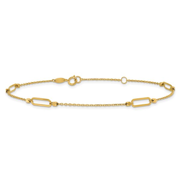 Leslie's 14K Polished and Diamond-cut Fancy 9in Plus 1in ext. Anklet - Image 3