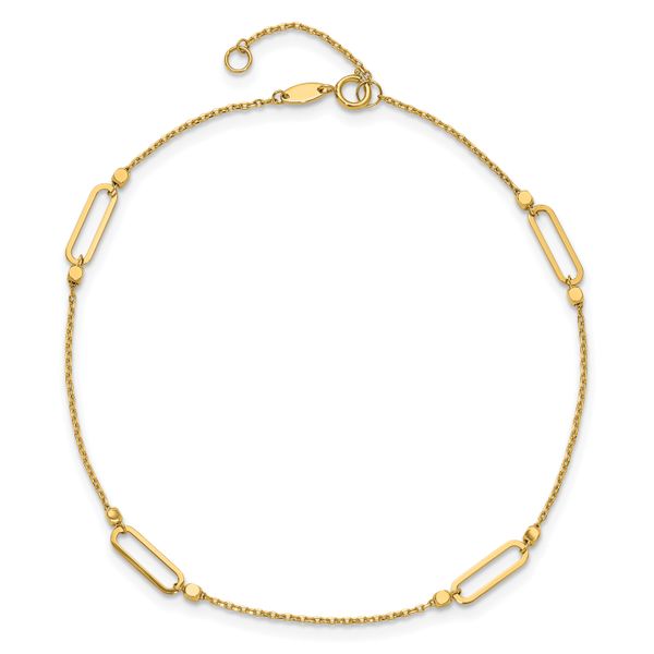 Leslie's 14K Polished and Diamond-cut Fancy 9in Plus 1in ext. Anklet - Image 4