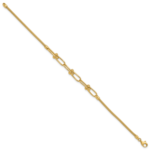 Leslie's 14K Polished/Diamond-cut/Textured Fancy Link Bracelet - Image 2