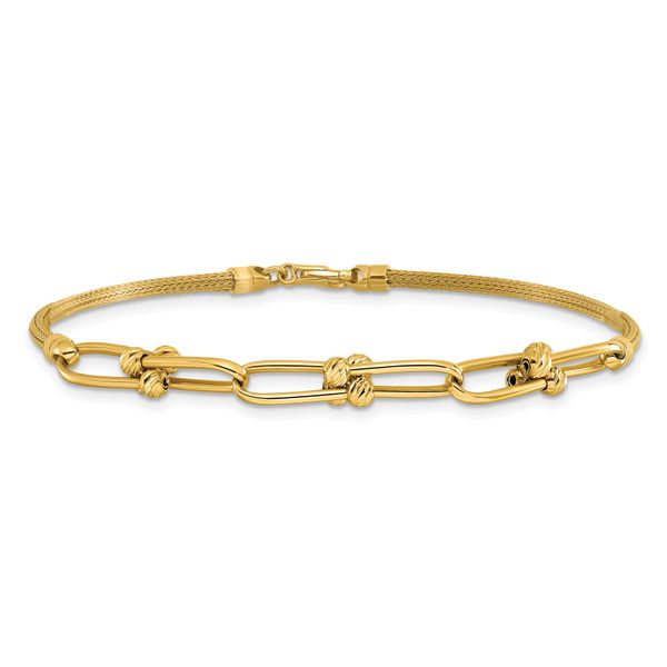 Leslie's 14K Polished/Diamond-cut/Textured Fancy Link Bracelet - Image 3