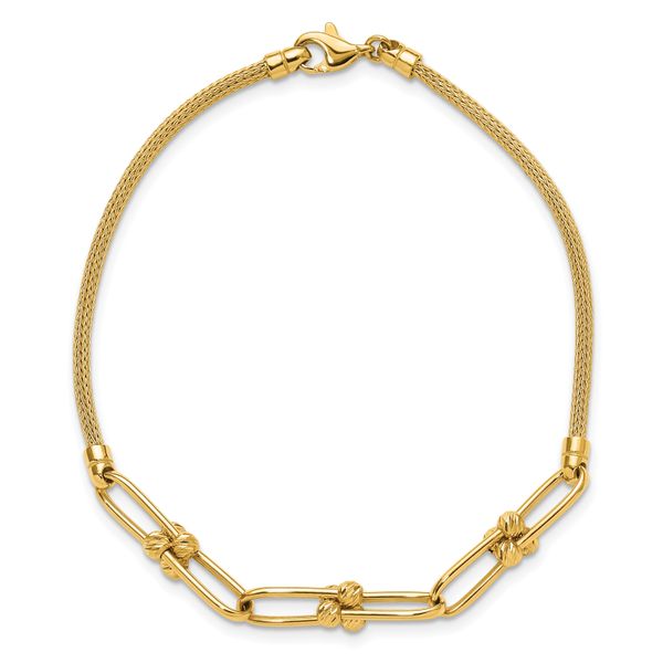 Leslie's 14K Polished/Diamond-cut/Textured Fancy Link Bracelet - Image 4