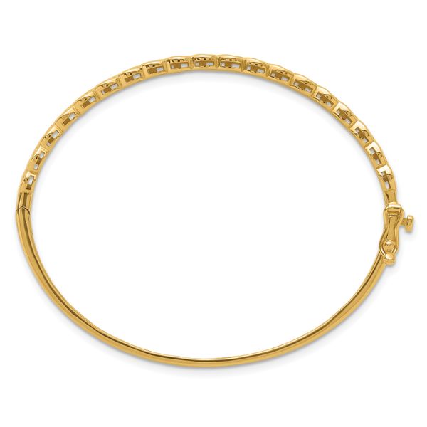 14K Polished Patterned Hinged Bangle - Image 2