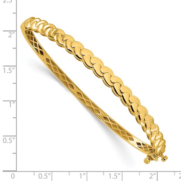 14K Polished Patterned Hinged Bangle - Image 3