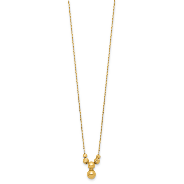 Leslie's 14K Polished and Diamond-cut Beads with 1in ext. Necklace - Image 2