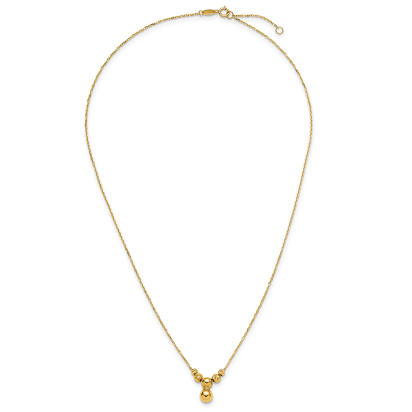 Leslie's 14K Polished and Diamond-cut Beads with 1in ext. Necklace - Image 4