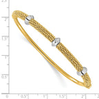 14K Two-tone Polished and Textured Hinged Bangle - Image 3