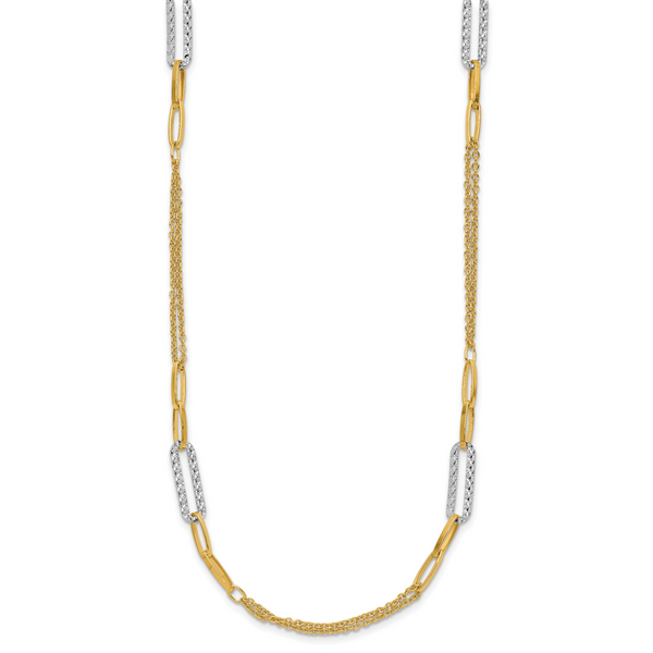 Leslie's 14K Two-tone Polished and Textured Fancy Link Necklace - Image 2
