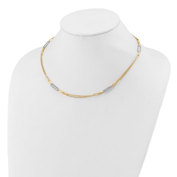 Leslie's 14K Two-tone Polished and Textured Fancy Link Necklace - Image 3