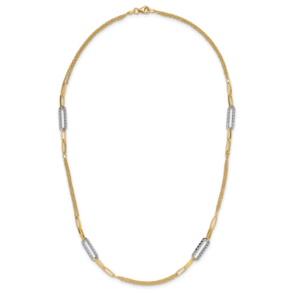 Leslie's 14K Two-tone Polished and Textured Fancy Link Necklace - Image 4