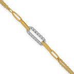 Leslie's 14K Two-tone Polished and Diamond-cut Fancy Link Bracelet