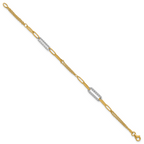 Leslie's 14K Two-tone Polished and Diamond-cut Fancy Link Bracelet - Image 2