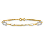 Leslie's 14K Two-tone Polished and Diamond-cut Fancy Link Bracelet - Image 3