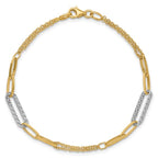 Leslie's 14K Two-tone Polished and Diamond-cut Fancy Link Bracelet - Image 4