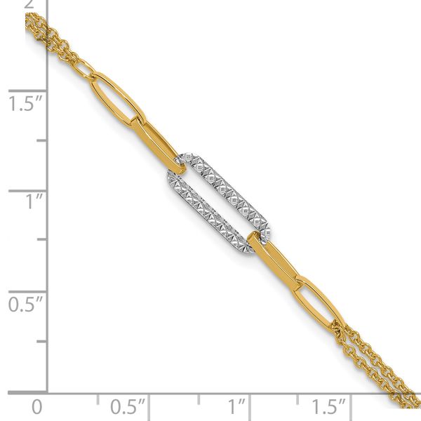 Leslie's 14K Two-tone Polished and Diamond-cut Fancy Link Bracelet - Image 5