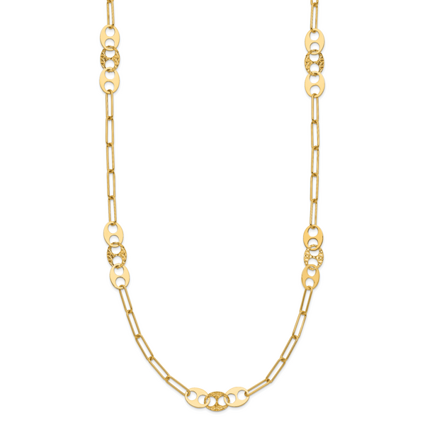 Leslie's 14K Polished and Textured Fancy Link Necklace - Image 2