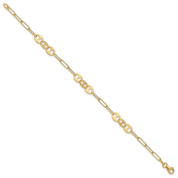 Leslie's 14K Polished and Diamond-cut Fancy Link Bracelet - Image 2