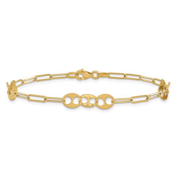 Leslie's 14K Polished and Diamond-cut Fancy Link Bracelet - Image 3
