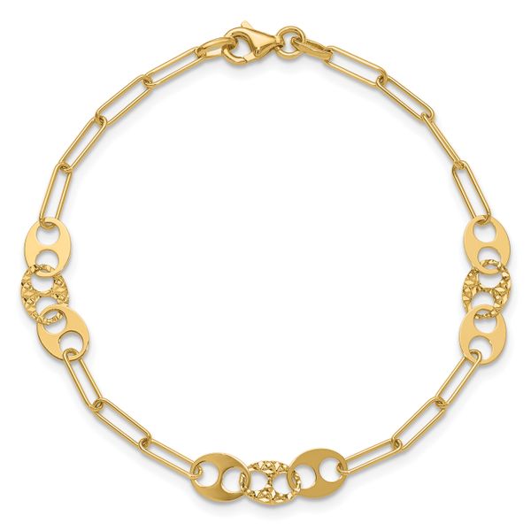 Leslie's 14K Polished and Diamond-cut Fancy Link Bracelet - Image 4
