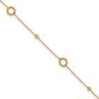 Leslie's 14K Polished and Diamond-cut 10in Plus 1in ext. Anklet