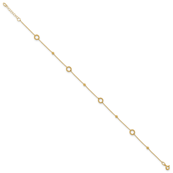 Leslie's 14K Polished and Diamond-cut 10in Plus 1in ext. Anklet - Image 2