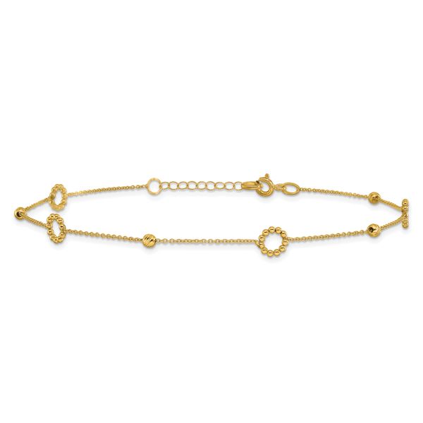 Leslie's 14K Polished and Diamond-cut 10in Plus 1in ext. Anklet - Image 3