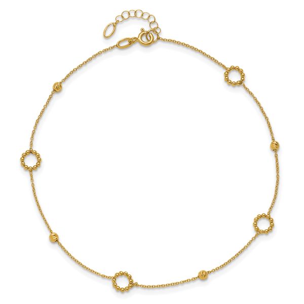 Leslie's 14K Polished and Diamond-cut 10in Plus 1in ext. Anklet - Image 4