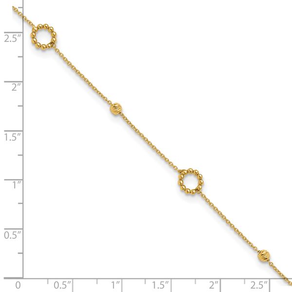 Leslie's 14K Polished and Diamond-cut 10in Plus 1in ext. Anklet - Image 5