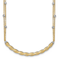 Leslie's 14K Two-tone Polished/Satin/Dia-cut Bar w/2in ext. Necklace