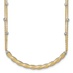Leslie's 14K Two-tone Polished/Satin/Dia-cut Bar w/2in ext. Necklace