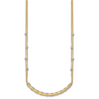 Leslie's 14K Two-tone Polished/Satin/Dia-cut Bar w/2in ext. Necklace - Image 2