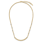 Leslie's 14K Two-tone Polished/Satin/Dia-cut Bar w/2in ext. Necklace - Image 4